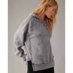 Danskin Sz S Oversized Blue Washed Armor Hoodie Pullover Fleece